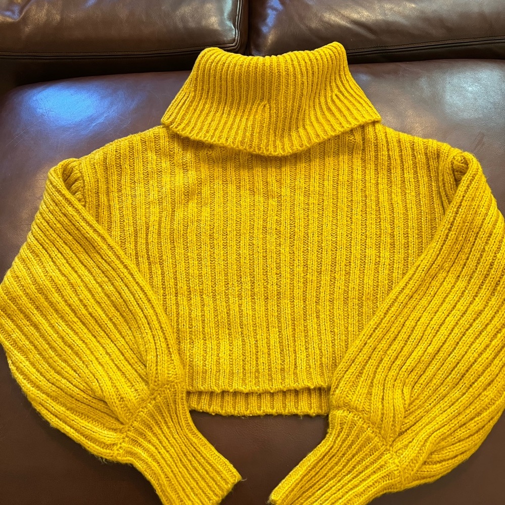 UO Turtleneck Crop Top Sweater-Gold